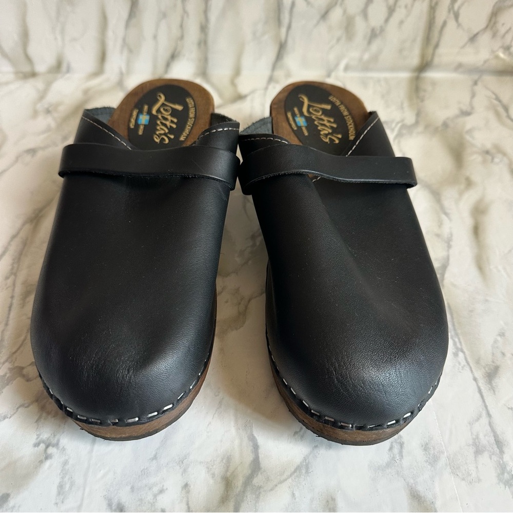 Lotta From Stockholm Black Leather Clogs